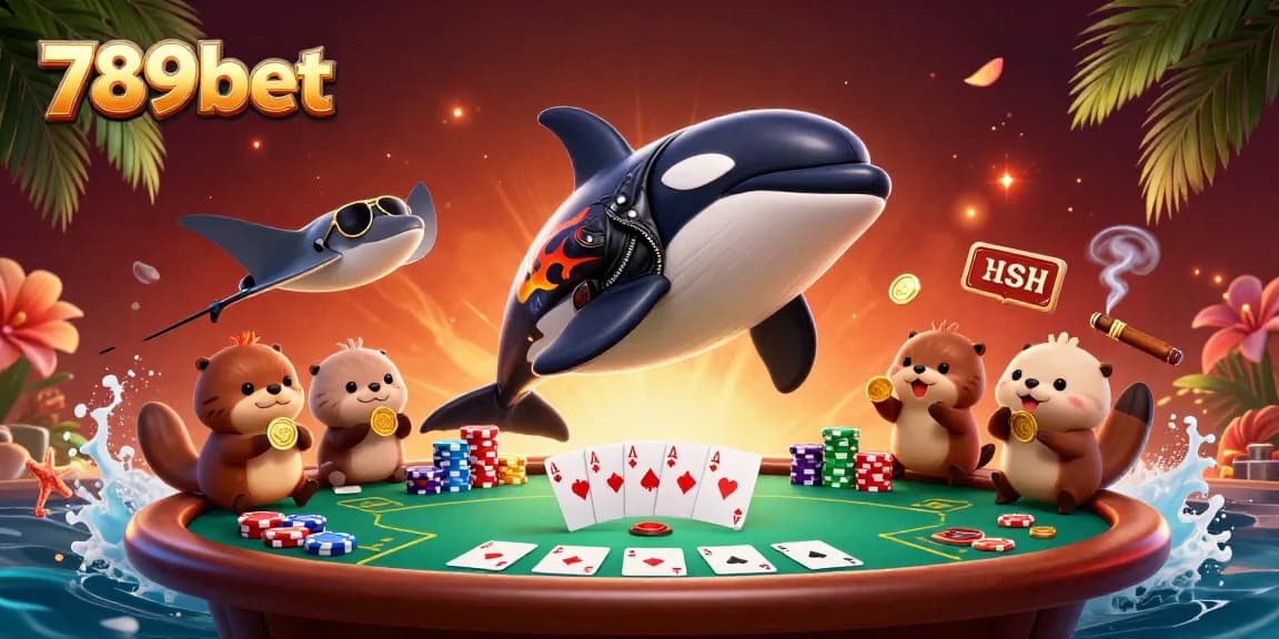 Experience the excitement of 789bet with cartoon characters engaging in dynamic casino action and poker.