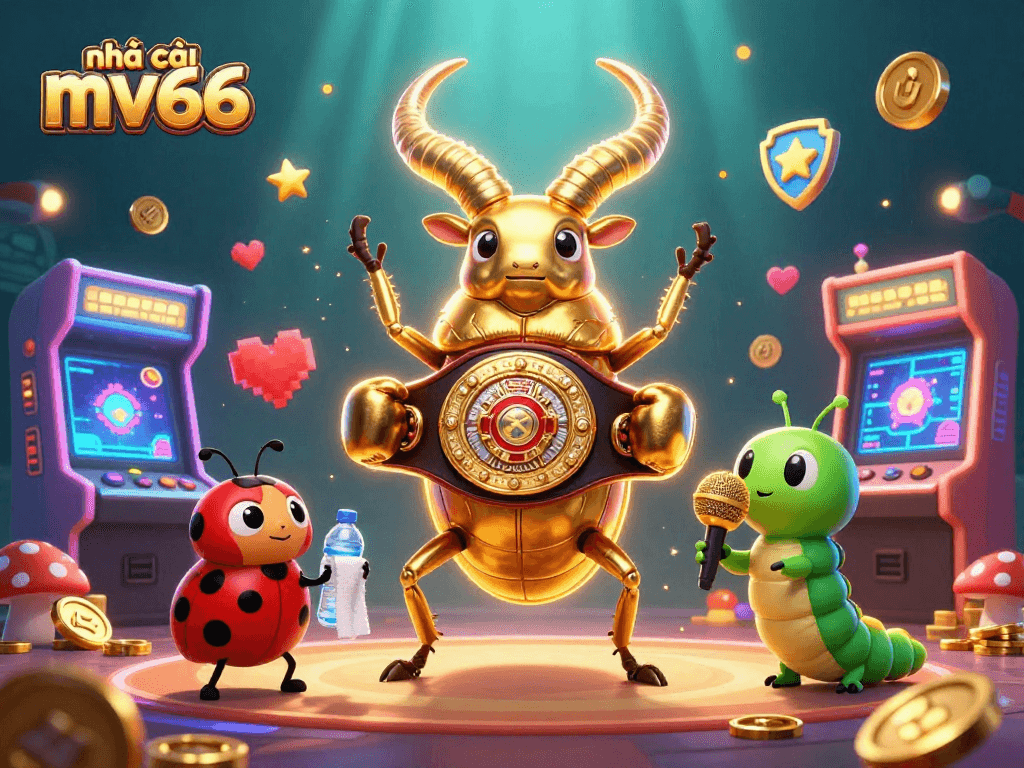Experience the excitement at nhà cái mv66 with dynamic casino games and vibrant characters in a colorful scene.