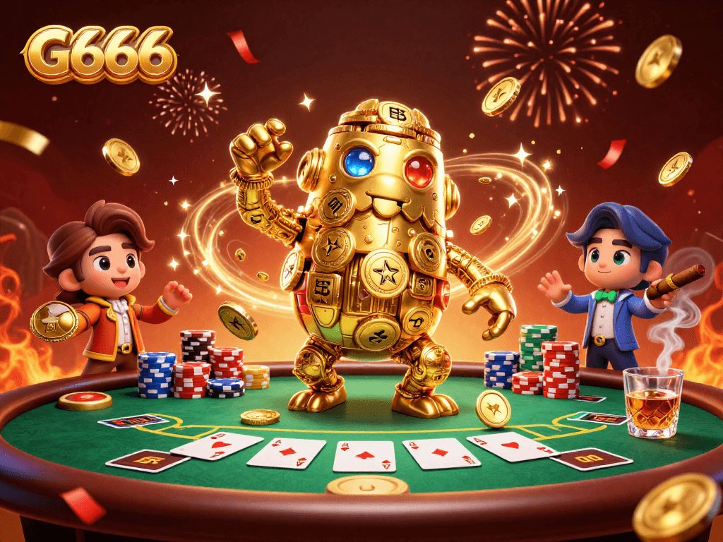 Experience G666 with vibrant gameplay among golden golems and poker excitement as you win big.