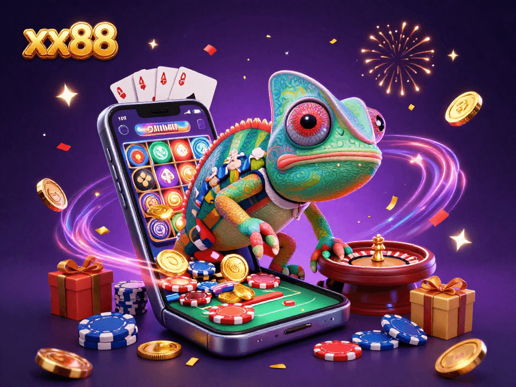 Play exciting casino games with xx88, featuring lively chameleon and dynamic gaming elements.