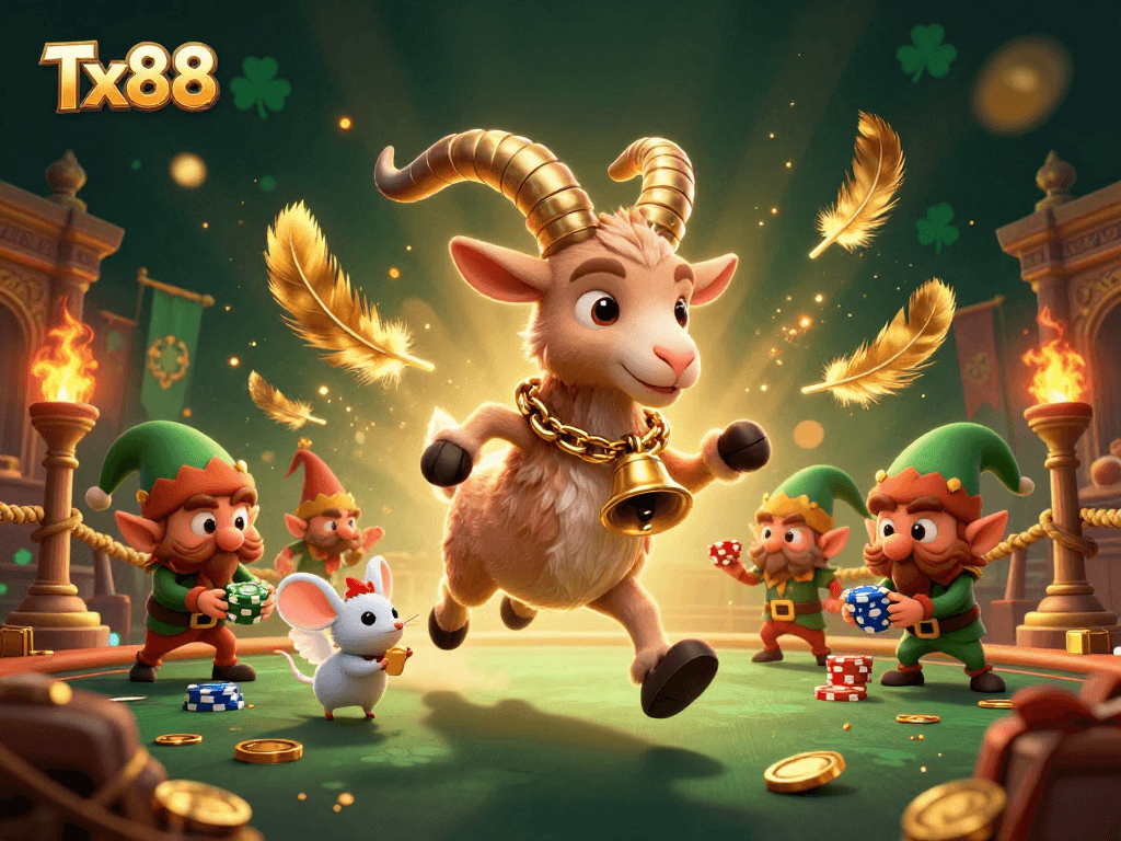 Experience exciting gameplay with Tx88 in a vibrant 3D casino scene featuring lively characters and dynamic elements.