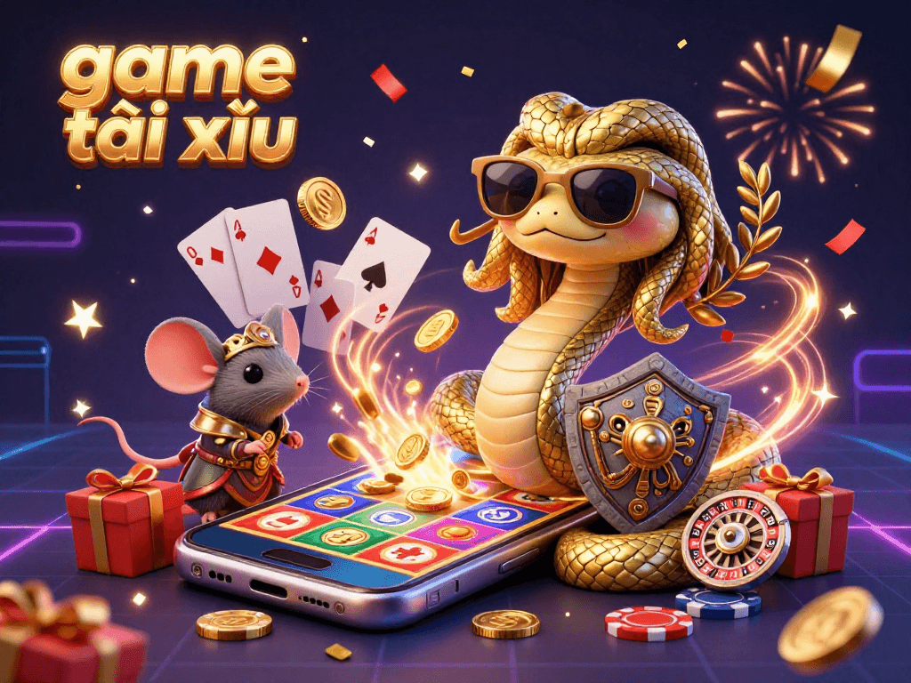 Engage in the exciting action of game tài xỉu with charming characters and vibrant casino elements.