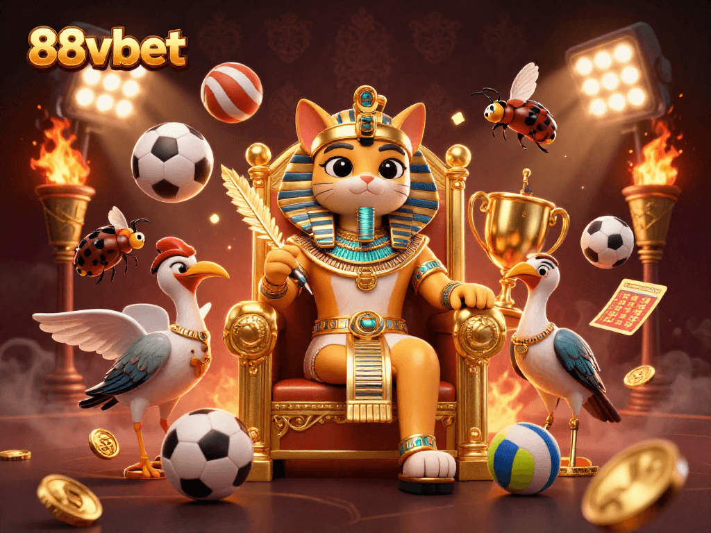 Experience the excitement of 88vbet with a vibrant 3D illustration showcasing casino and sports betting elements.