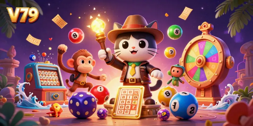 Engage with thrilling casino games at V79, featuring a playful cat archaeologist in an exciting adventure.