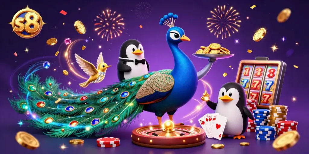 Engage in thrilling s8 gaming with vibrant characters and dynamic casino elements.