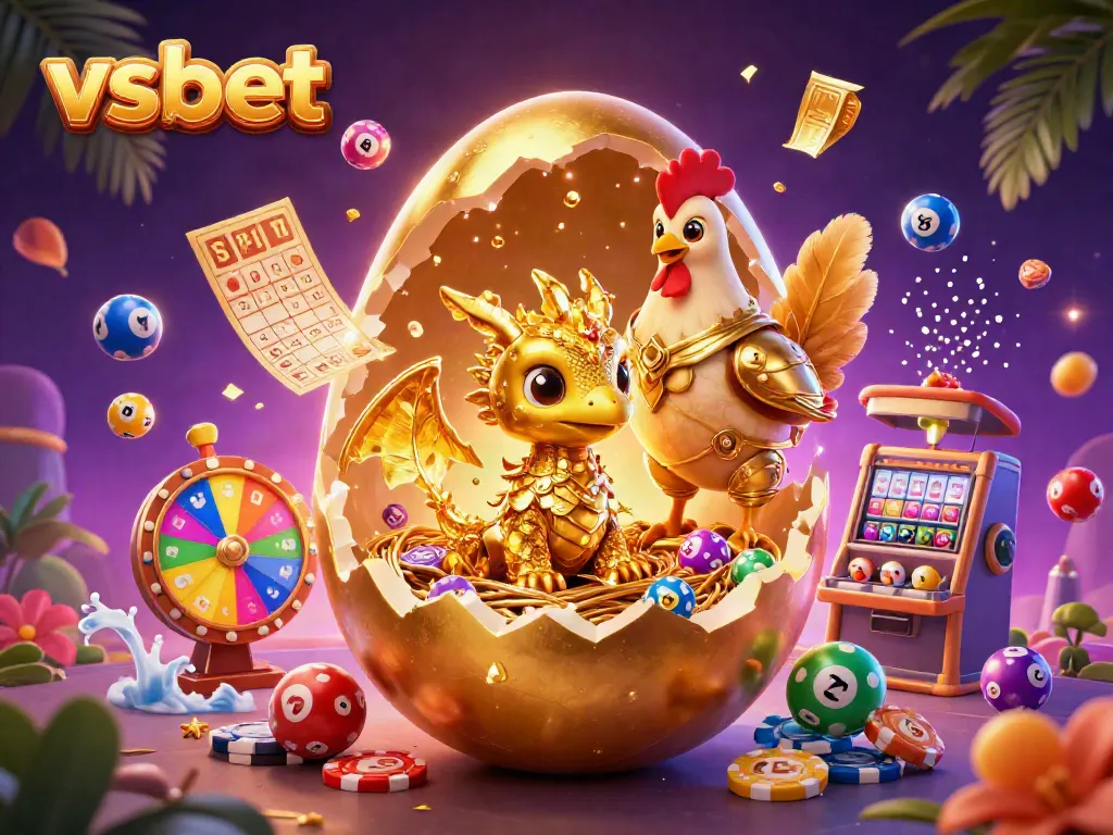 Experience thrilling excitement with the vsbet golden dragon emerging from poker chips amidst vibrant lottery elements.
