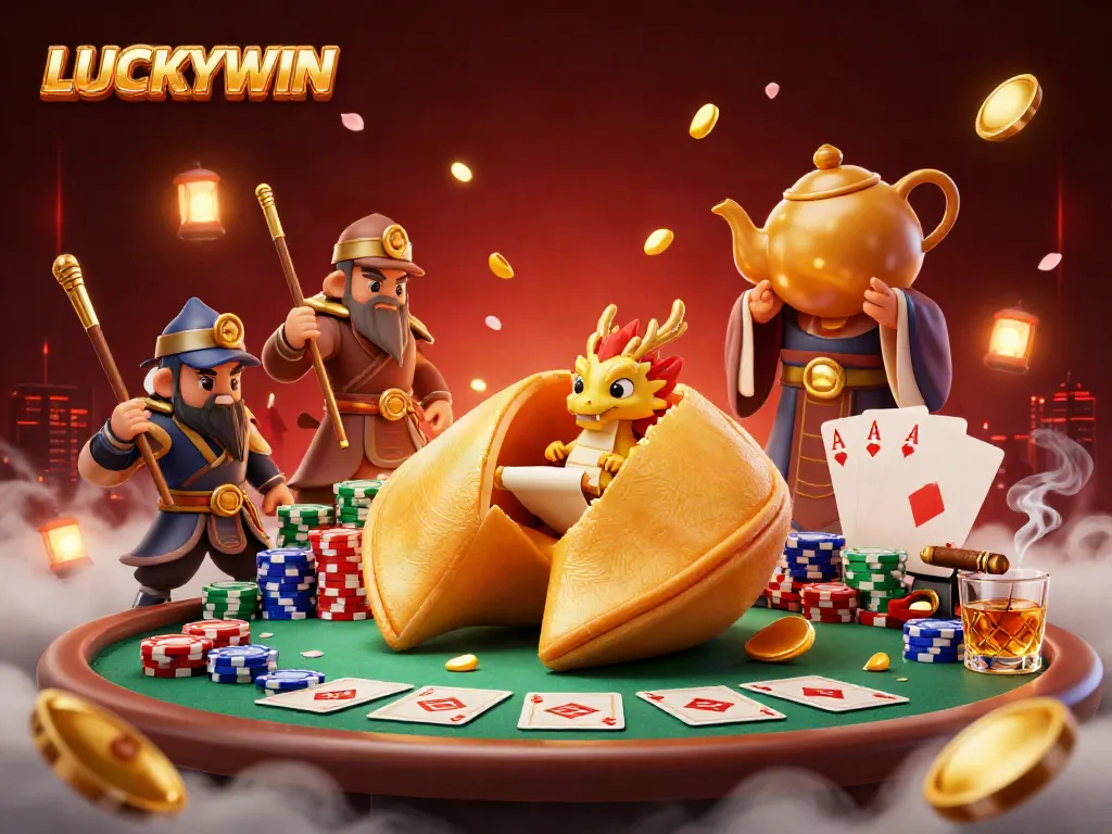 LUCKYWIN offers an exciting 3D casino scene with majestic characters and vibrant game elements.