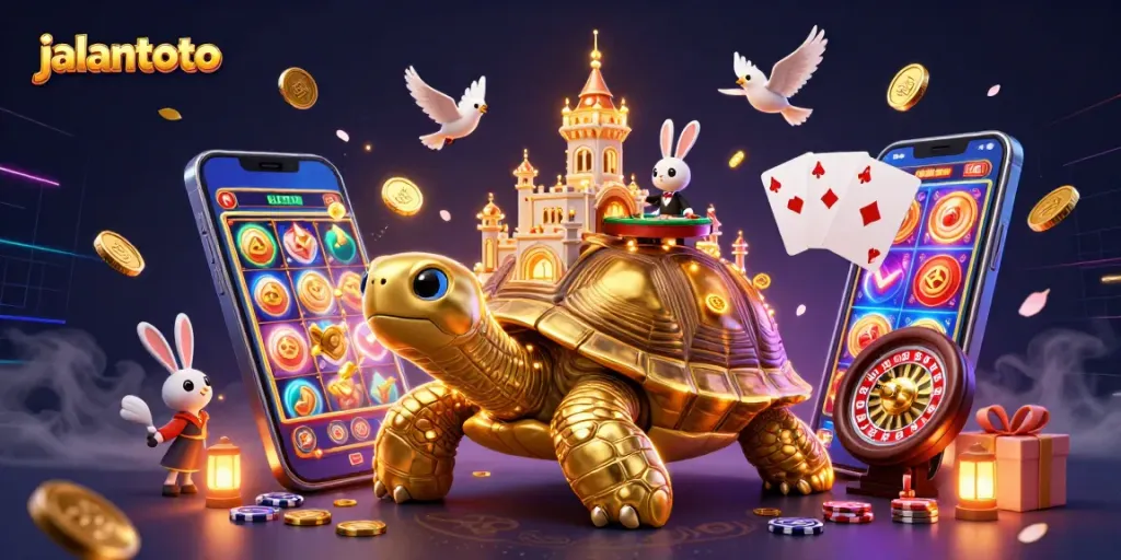 Spin and win at jalantoto's lively casino with golden coins and vibrant games.