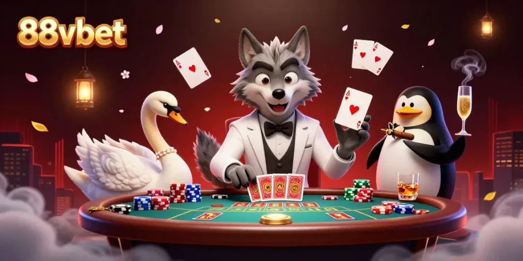 Experience the excitement of 88vbet with a vibrant casino scene featuring vibrant characters and dynamic gaming elements.