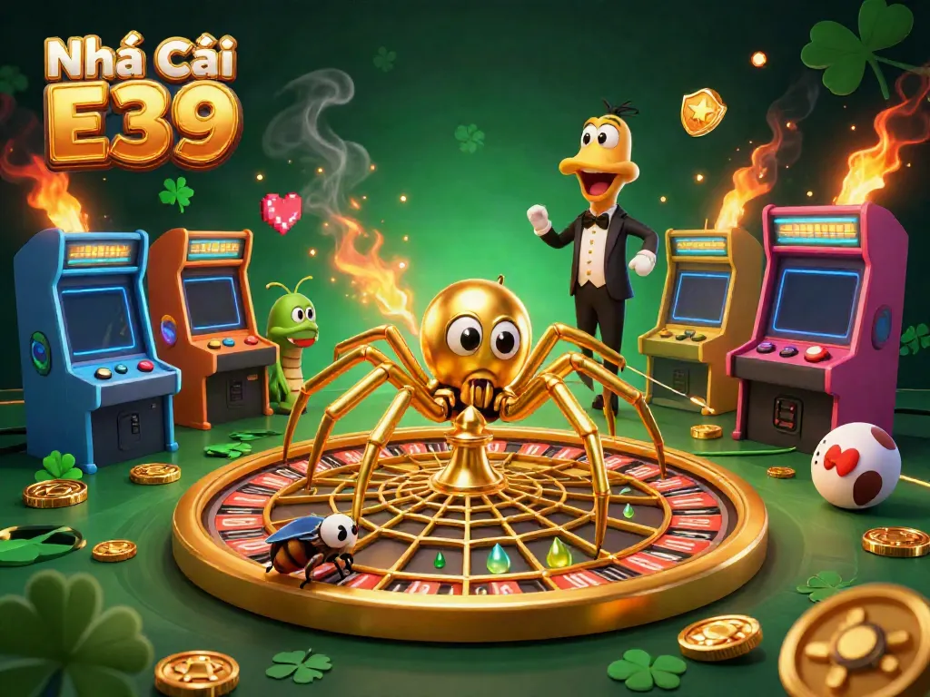 Nhà Cái E39 chào đón người chơi với hình ảnh thú vị của web roulette và các trò chơi hấp dẫn.