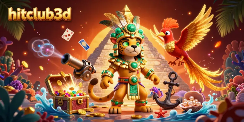 Experience thrilling games at hitclub3d with vibrant 3D characters and treasures, perfect for casino enthusiasts.