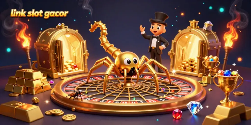Menang besar dengan link slot gacor, ilustrasi 3D slot online yang menarik perhatian.