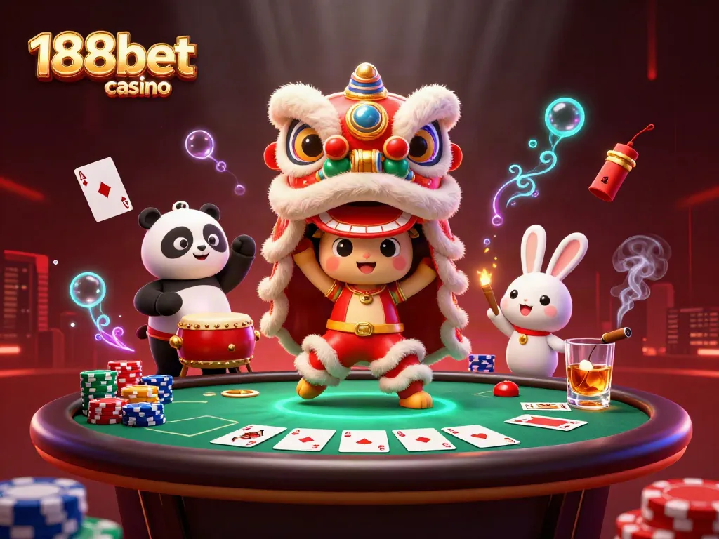 Engaging scene at 188bet casino with performers and vibrant gaming elements