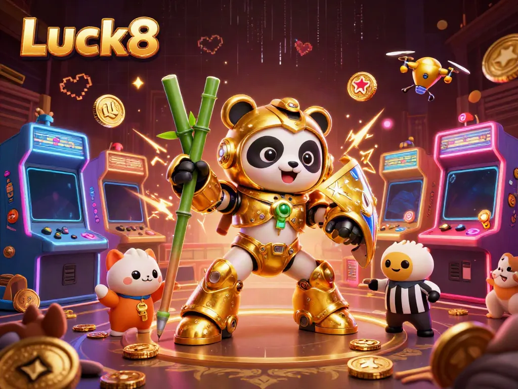 Engage in thrilling gameplay at Luck8 with vibrant characters and casino elements.