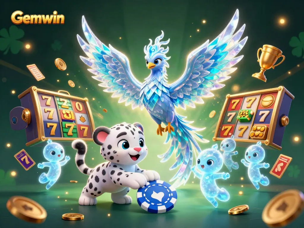 Engage with Gemwin's vibrant casino gaming experience through an enchanting 3D illustration.