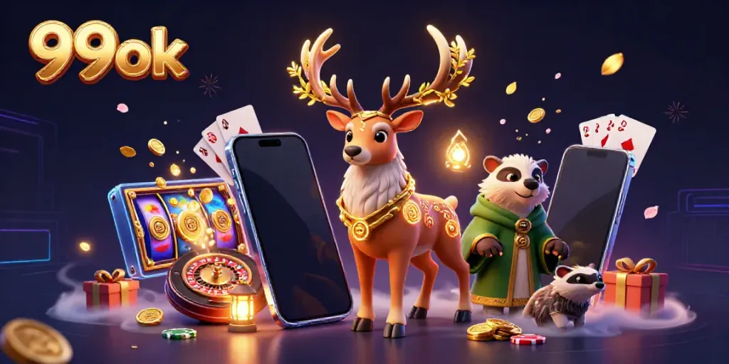 Play exciting slot games with 99ok, featuring vibrant characters and dynamic gaming elements.
