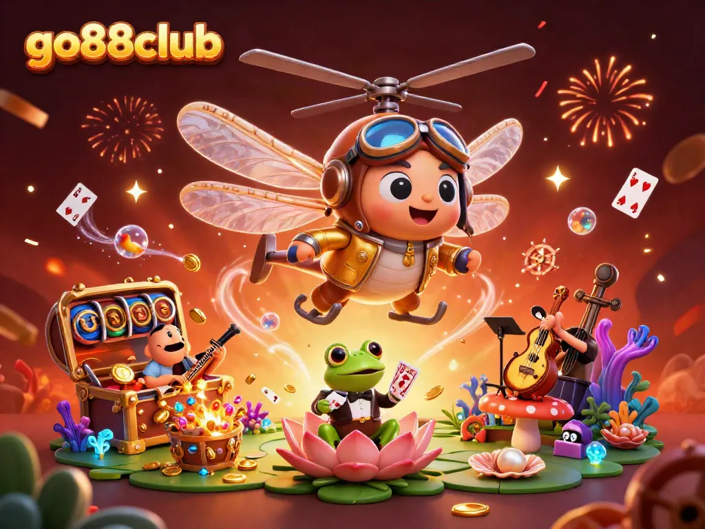 Experience the excitement of go88club with a vibrant casino scene featuring dynamic characters and rich details.