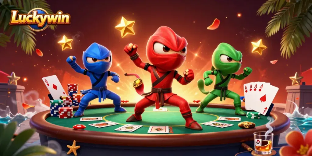 Experience thrilling gameplay at Luckywin with vibrant chameleons and poker action.