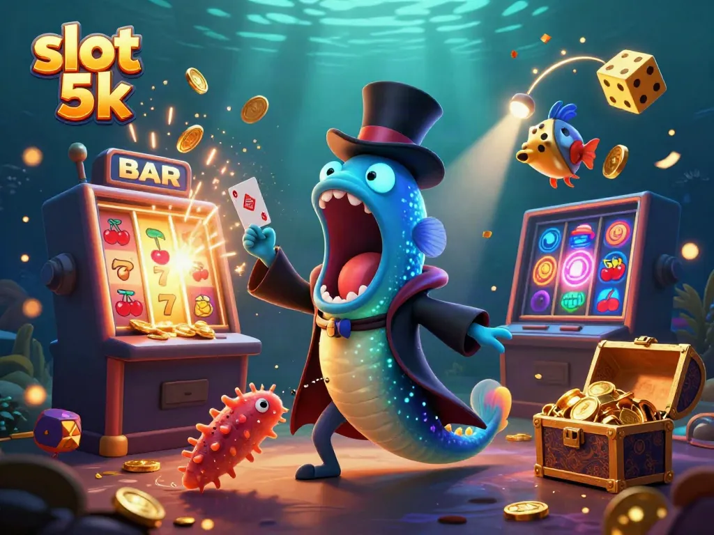 Experience the excitement of slot 5k as magical sea creatures perform in a vibrant casino scene.