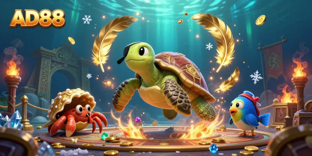 AD88 offers dynamic pirate-themed gameplay with vibrant underwater elements for immersive entertainment.