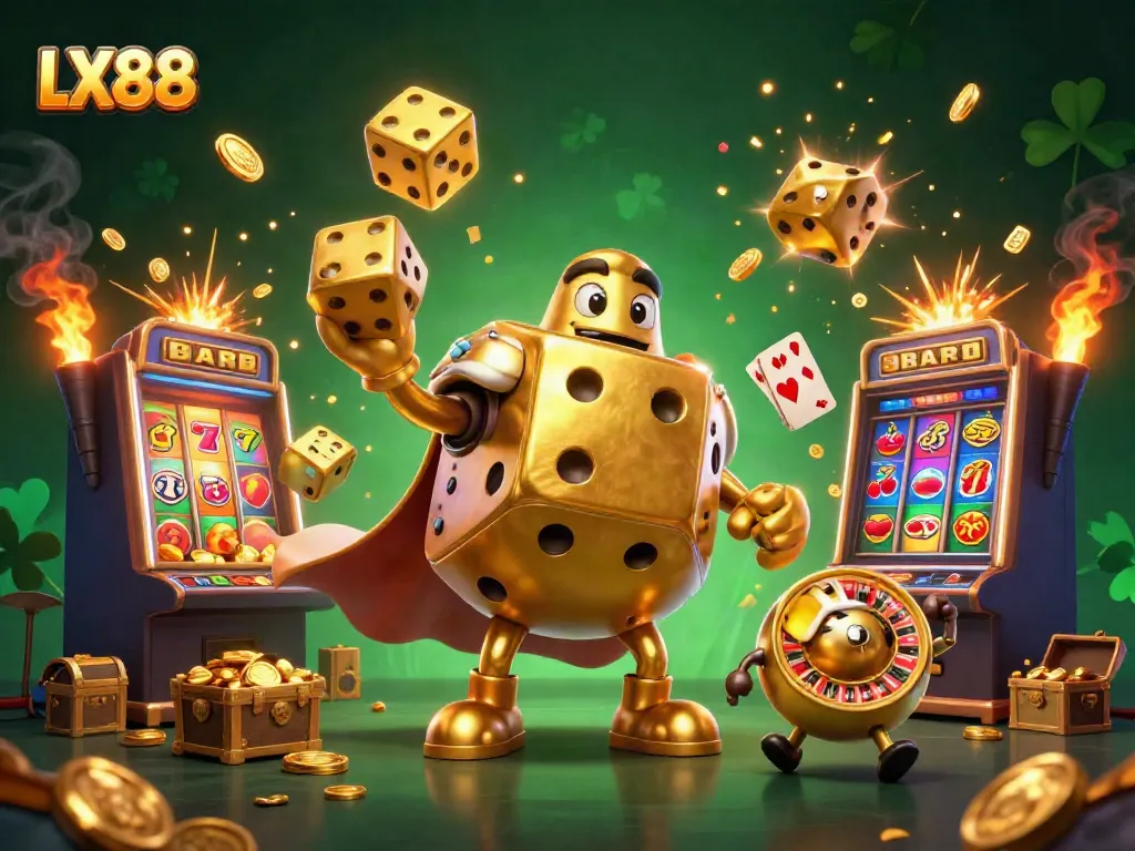 Experience the excitement of LX88 with vibrant casino character illustrations and exciting game elements.