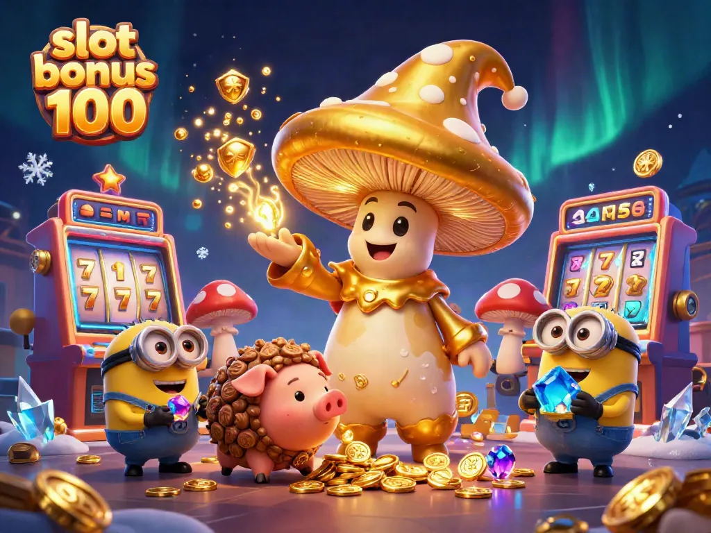 Experience the vibrant gaming world with slot bonus 100, featuring dynamic 3D characters and rich casino elements.
