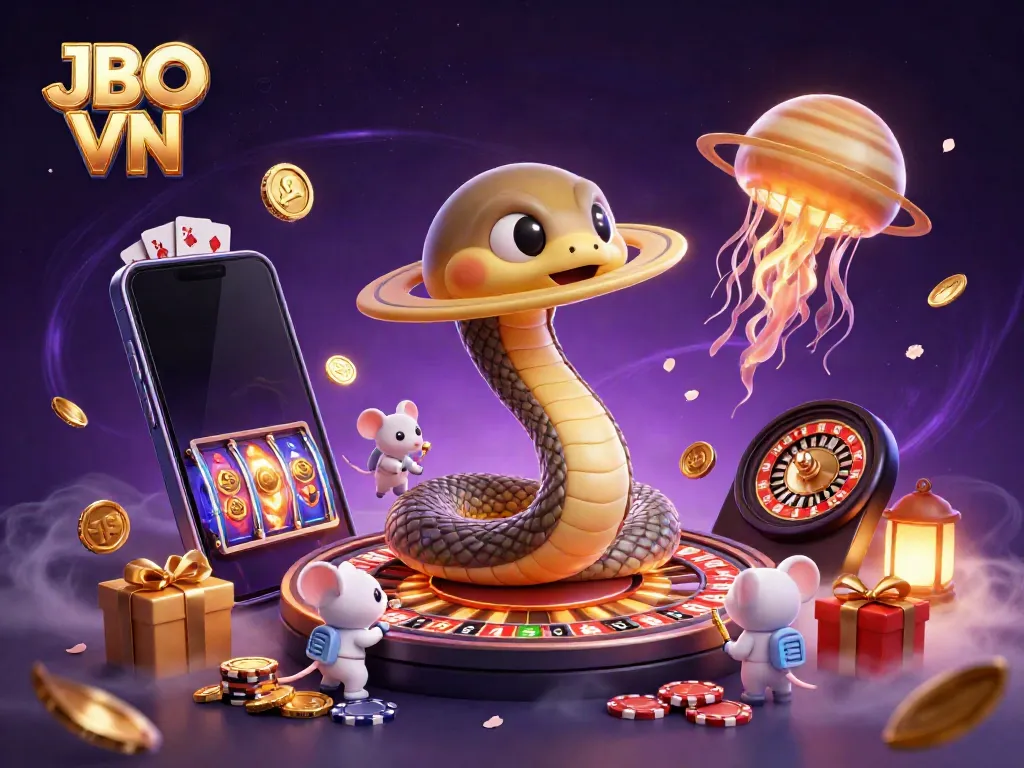 Experience thrill and excitement with JBO VN's vibrant 3D gambling universe featuring cosmic characters.