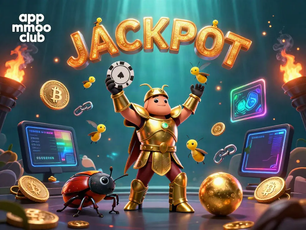 Engage with the app mmoo club in this vibrant 3D casino scene celebrating winning moments.