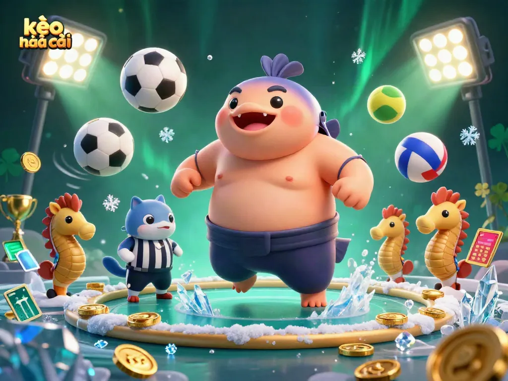 Betting on kèo nhà cái with dynamic 3D illustration of sports action and vibrant characters