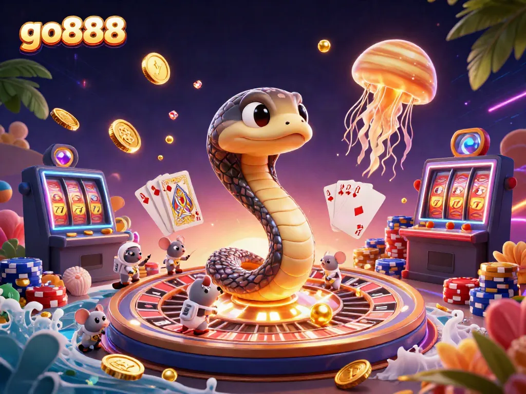 Experience the thrilling universe of go888 with cosmic gambling characters and vibrant game elements.