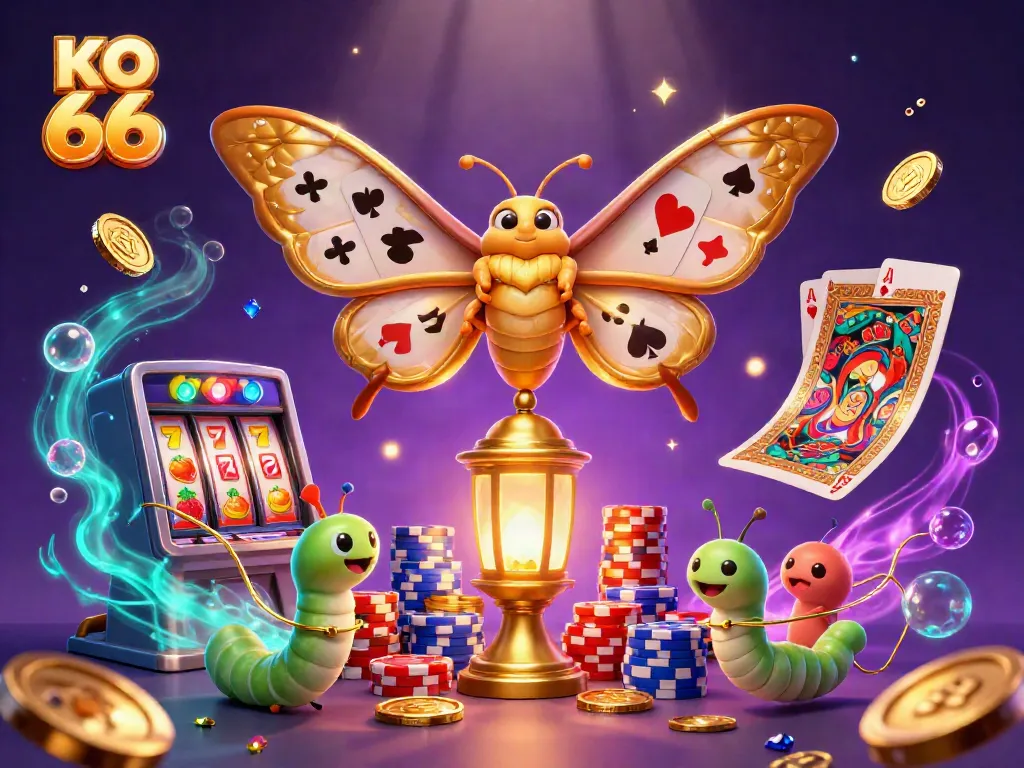 Experience the thrill of KO 66 slots with vibrant golden elements and casino scenes, perfect for gamers.