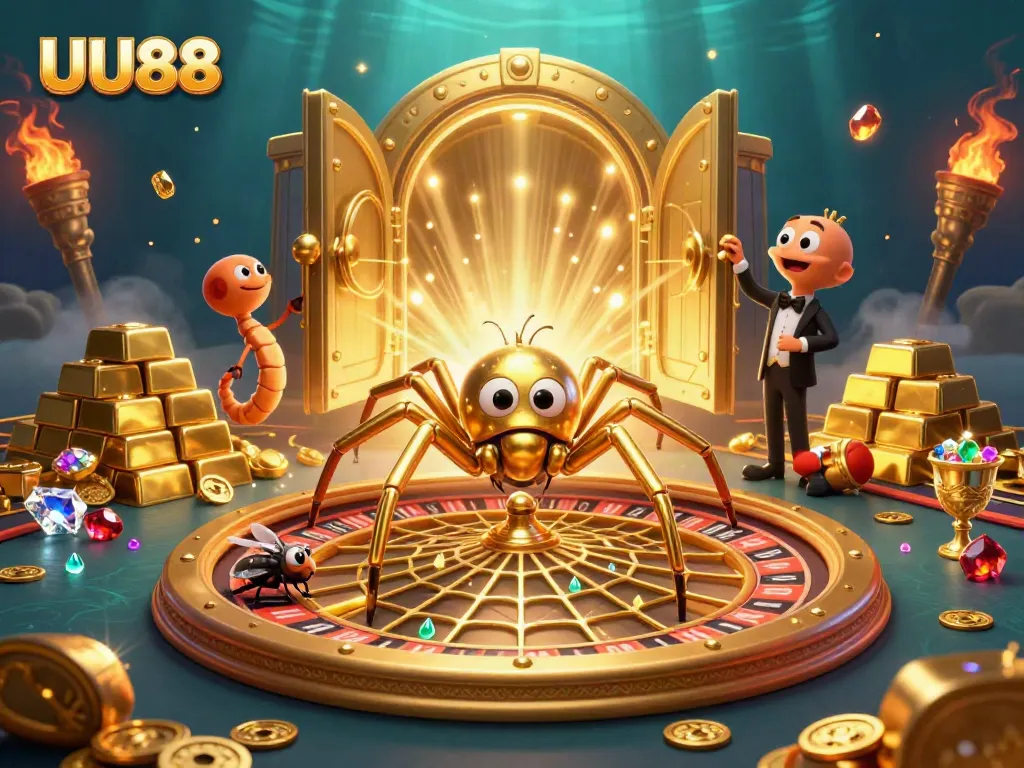 Experience the excitement of UU88 with dynamic betting action around a golden roulette wheel.