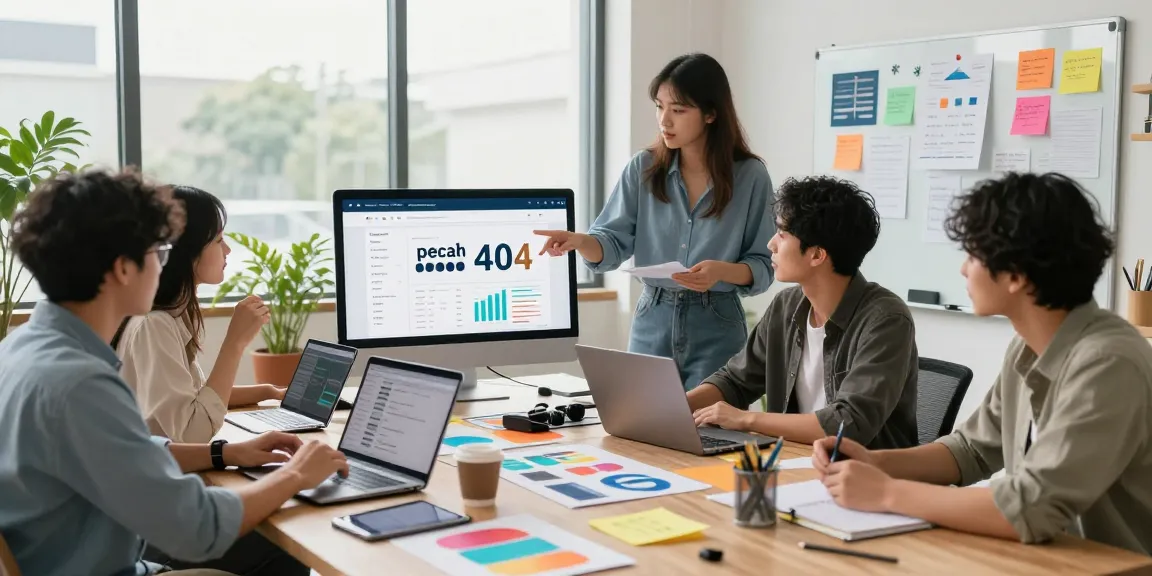 Pecah 404 strategy meeting in a vibrant e-commerce workspace with collaborative teamwork.