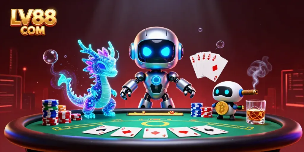 Experience thrilling gameplay at LV88 COM with engaging poker scenes and vibrant characters.