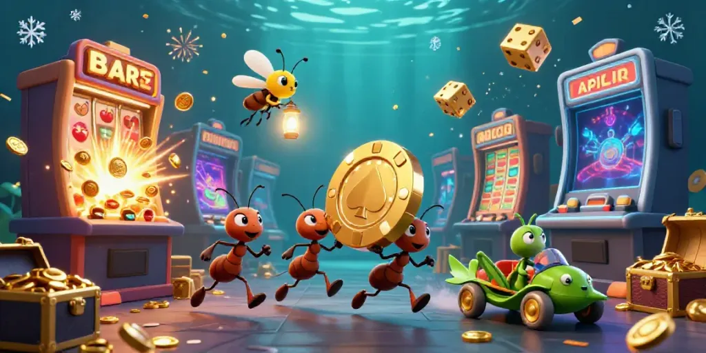 Engage with 88go's exciting heist scene featuring cute cartoon ants and a jackpot explosion.