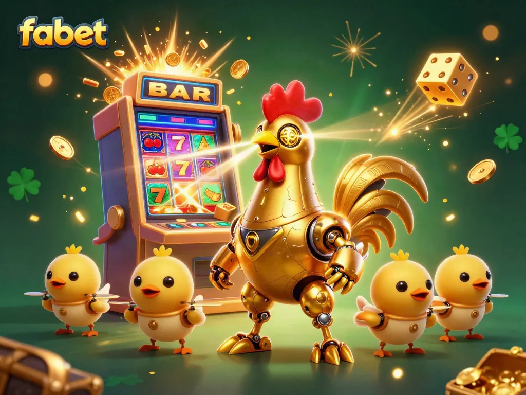 Experience thrilling games at fabet with an exciting 3D illustration featuring vibrant casino elements.