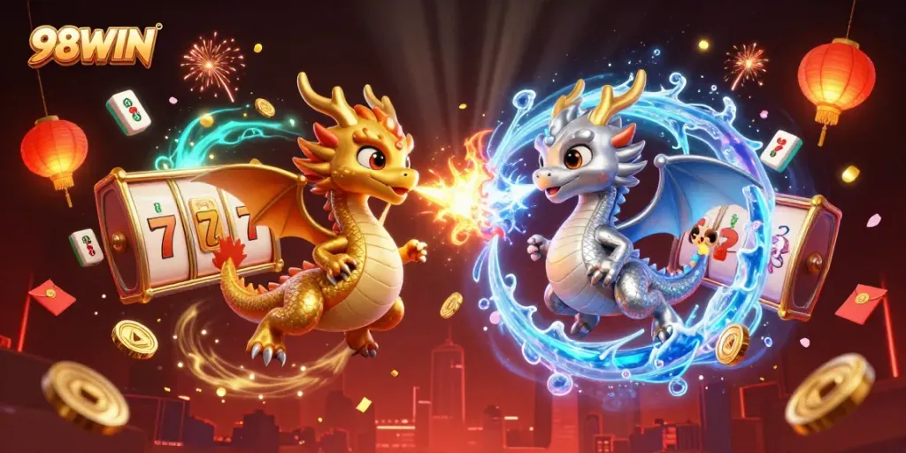 Engage in thrilling gameplay at 98WIN with dynamic slot reels and vibrant casino elements.