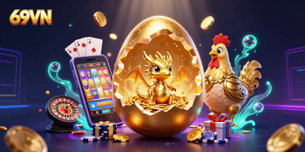 Experience thrilling wins at 69VN with our dynamic 3D casino scene featuring exciting gameplay elements.