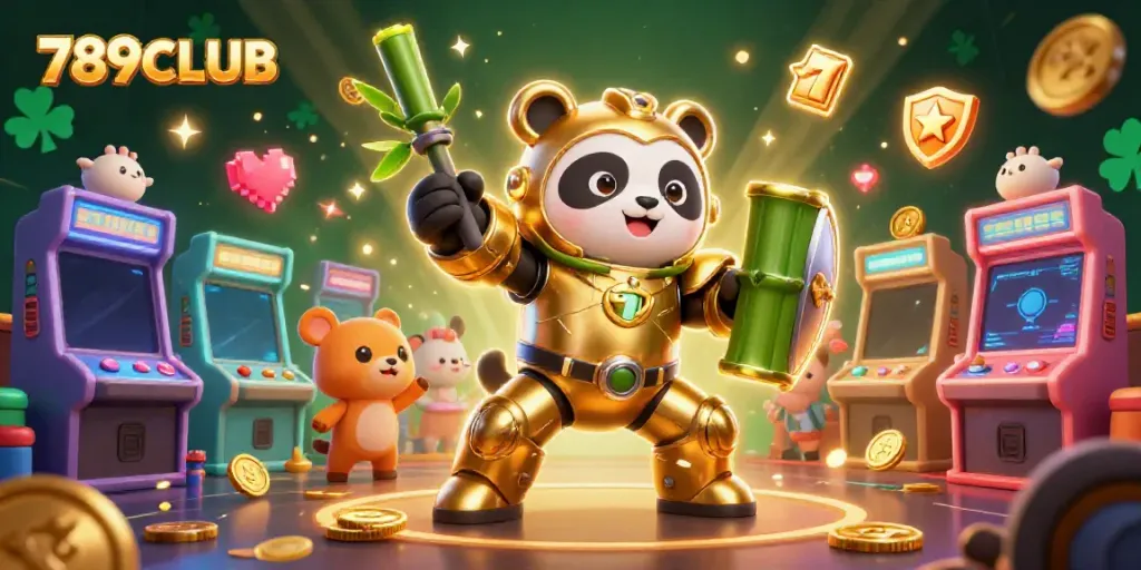 Engage with thrilling 789CLUB gaming diversity in this vibrant mech-suit casino scene filled with excitement.