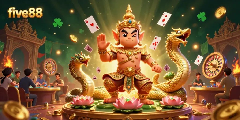 Experience the excitement of five88 with our vibrant digital illustration capturing the essence of online casino action.