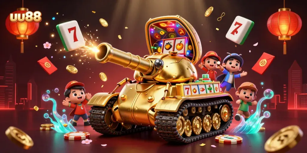 Experience thrilling wins at uu88 with this vibrant casino-themed 3D illustration.