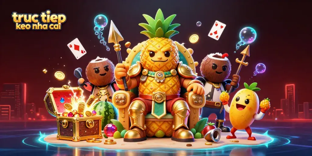 Experience the excitement of truc tiep keo nha cai with a dynamic illustration of playful gambling characters and vibrant casino elements.