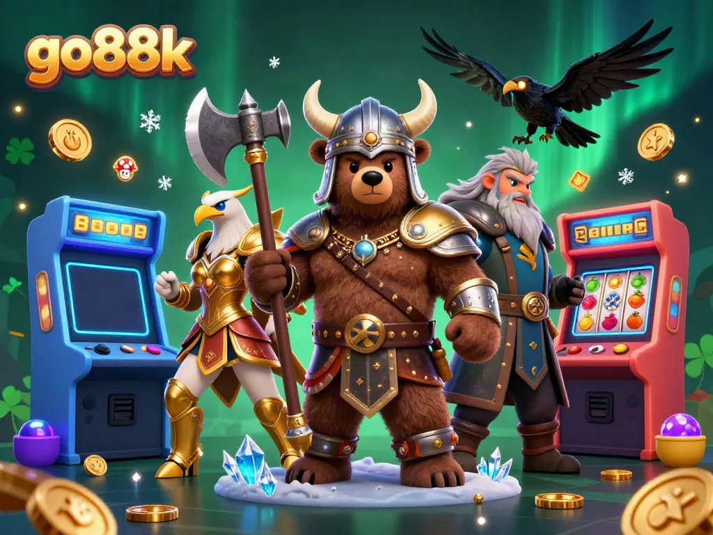 Engage with go88k's vibrant casino world featuring characters in a dynamic gaming scene.