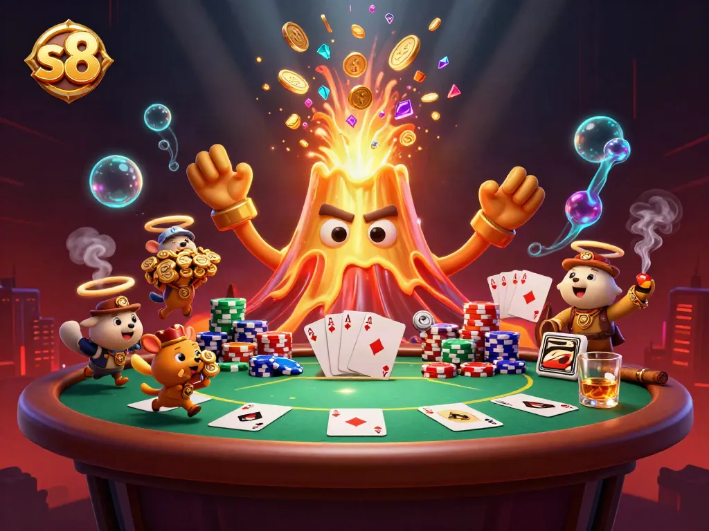 Engage with s8's thrilling gaming action as the golden volcano erupts with treasure.