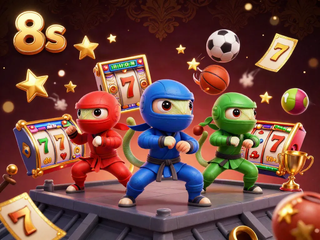 Experience thrilling 8s gaming as colorful ninja chameleons take on a vibrant casino adventure.