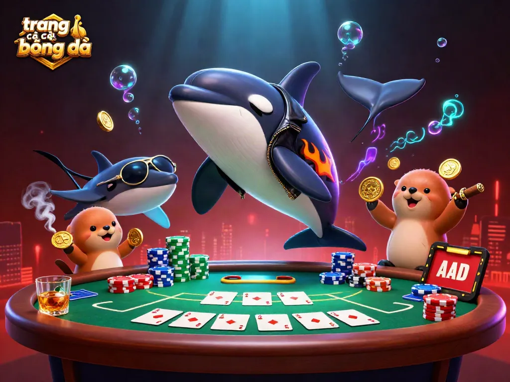 Engage with trang cá cược bóng đá featuring a lively scene of characters winning big at a casino.