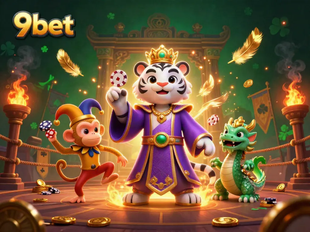 Experience winning moments at 9bet with a vibrant casino-themed 3D illustration.
