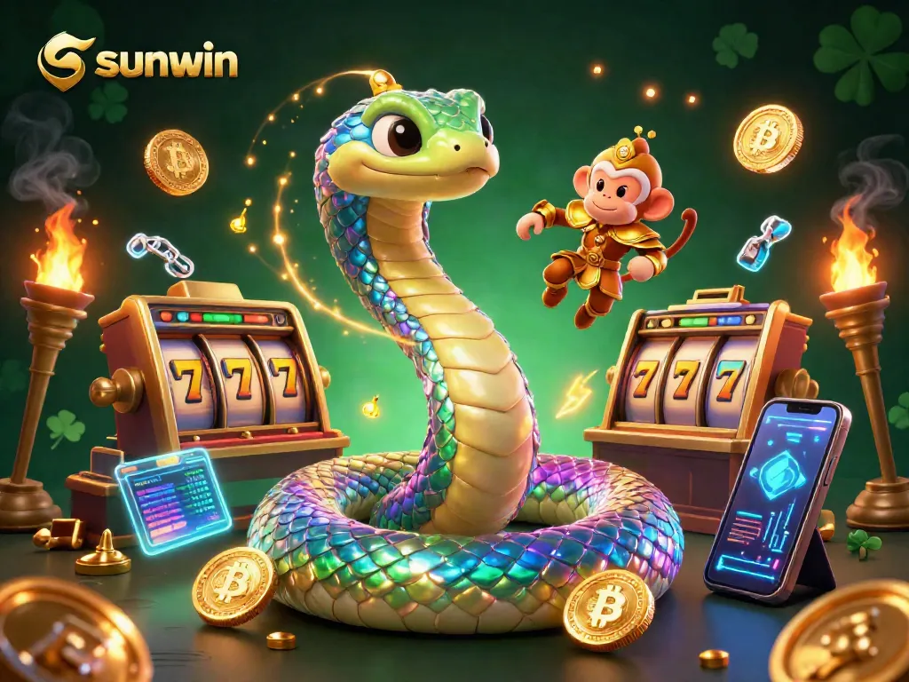 Spin to win with Sunwin's exciting slots and rainbow serpent characters enhancing the gaming experience.