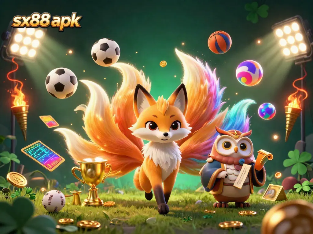 Engage with the vibrant sx88 apk gaming experience featuring a dynamic fox spirit and interactive sports elements.