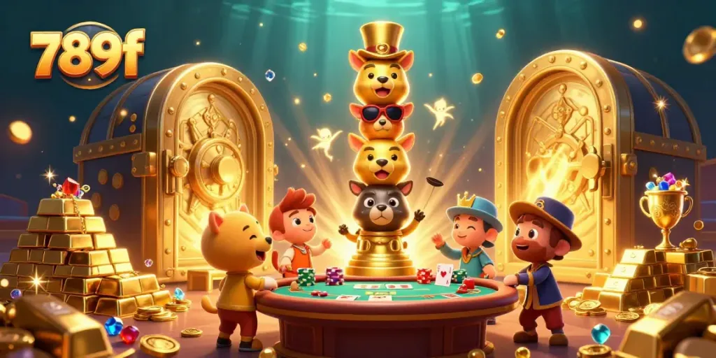 Engage with 789f's casino excitement featuring a lively totem and treasures.